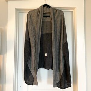 Eileen Fisher Royal Alpaca Gray Colorblock Wrap Shawl Wrap Shrug Cardigan Large